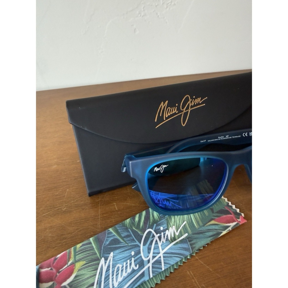 Maui Jim KAULIKE Matte Translucent Blue Sunglasses NEW B687-03 Polarized - Picture 2 of 5